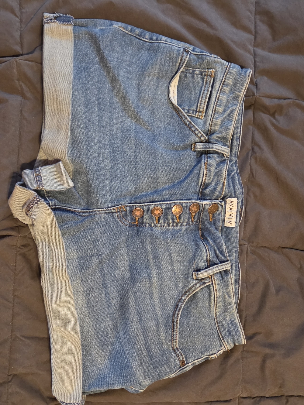 Ava & Viv Medium Blue High-Rise Button-Front Denim Shorts